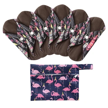

Reusable Washable Cloth Menstrual Pad Reusable Charcoal Bamboo Maternal Sanitary Napkin Pad 7Pcs/Set