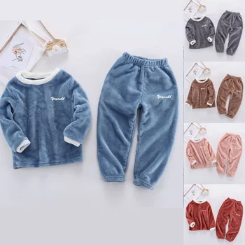 

Winter Children Flannel Pajamas Sets Kids Fleece Sleepwear Boys Girls Nightwear Clothes Homewear Pijamas New Fashion Lounge Wear