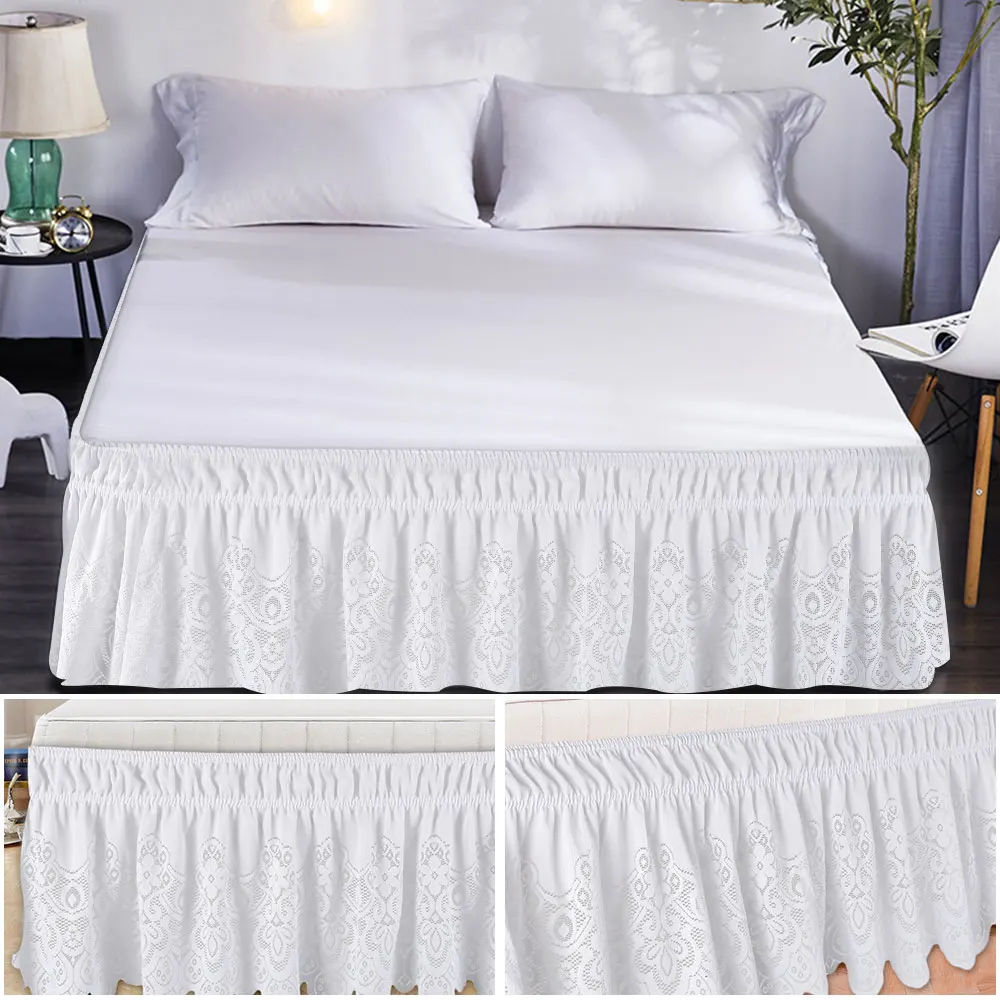 Юбка для кровати размера queen, белые рубашки для кровати, без поверхности, эластичная лента, одна юбка queen King, легко надевается/легко снимается, юбка для кровати