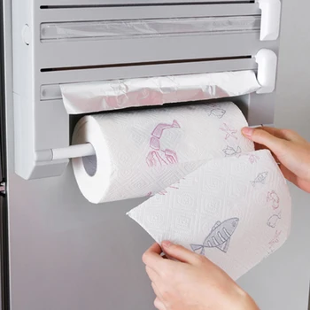 

Multi-function Paper Tissue Box Towel Holder Rubbish Bag Paper Rack Batnroom Kitchen Storage Accessories