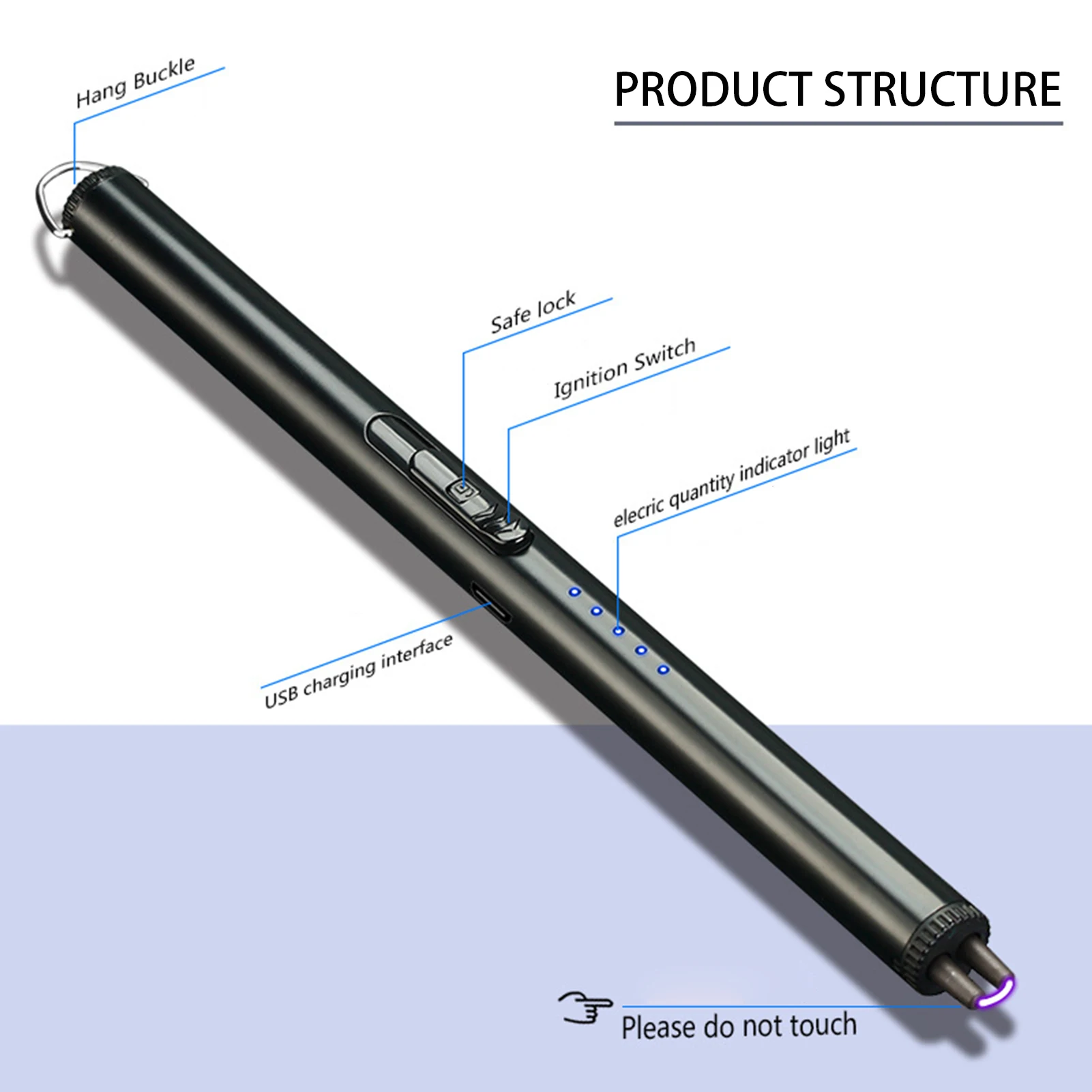 Electric Arc Lighter USB Rechargeable Windproof Flameless Plasma Ignition Long Gas Stove Candle