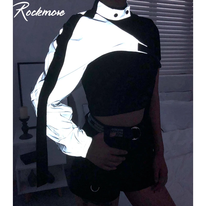 Rockmore неоново зеленая Светоотражающая Футболка женская футболка Harajuku топ в