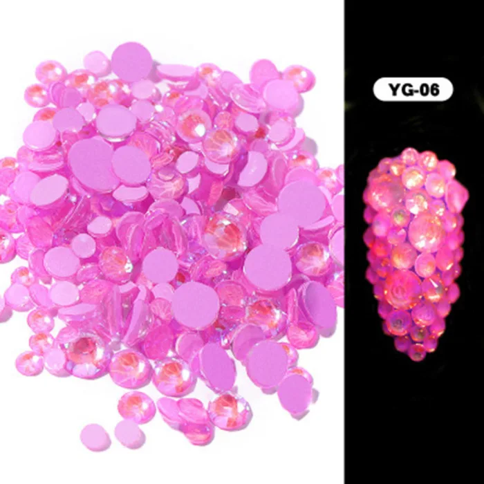 Nail Art Rhinestone Decorations 3D Glitter Diamond Art Nail Flat Luminous Crystal Jewellery Ornament Glow in Dark H7JP