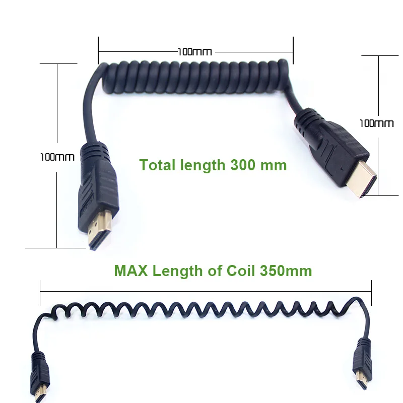 Online Lanparte alta velocidad Full HDMI 2,0 Cable en espiral para 4K 60P 8 Bit para BMPCC 6K 4K para Panasonic S1 accesorios de cámara para Atomos