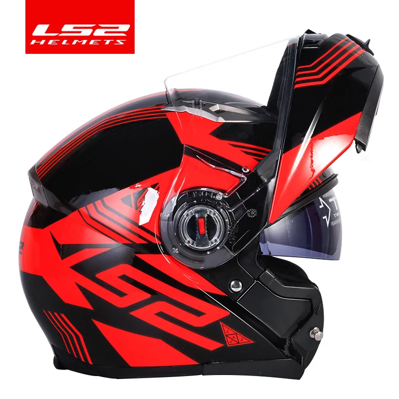 LS2 FF370 moto rcycle шлем двойной объектив Внутренний солнцезащитный козырек шлем moto LS2 откидной модульный гоночный шлем ECE Сертификация - Цвет: 10