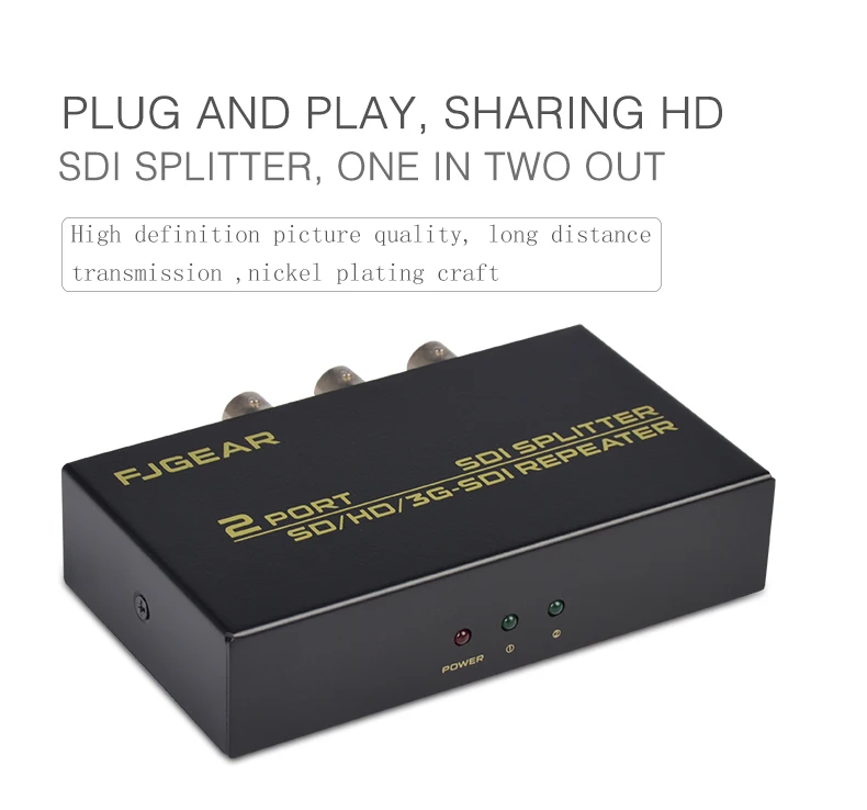 SDI split ter 1x2 мультимедийный разделительный удлинитель Full HD 1080P SDI 2 порта split ter SD-HD 3G-SDI для ТВ SDI камеры
