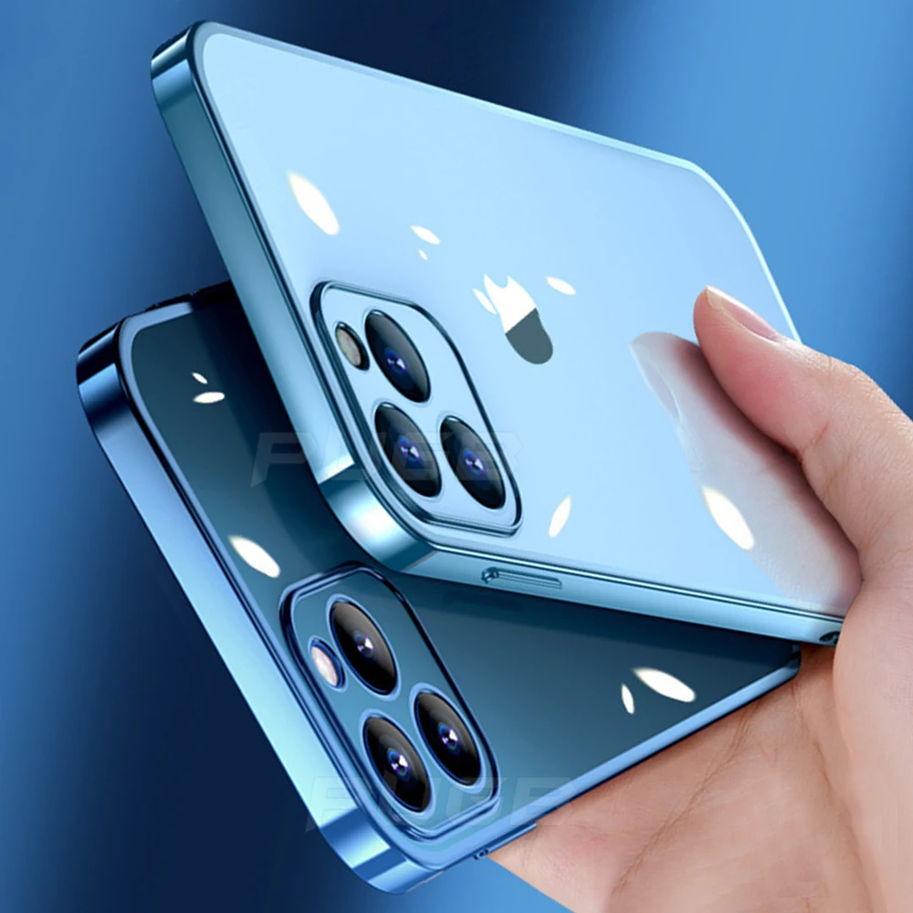 Чехол для iPhone 13 12 11 Pro Max Mini X XR XS 7 8 Plus SE 2020 прозрачный с квадратной рамкой |