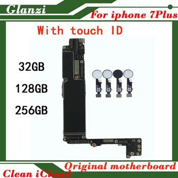 

100% Original unlocked Motherboard for iphone 7plus 7p 32GB 128GB 256GB with / No touch ID clean Icloud mainboard for iphone 7p