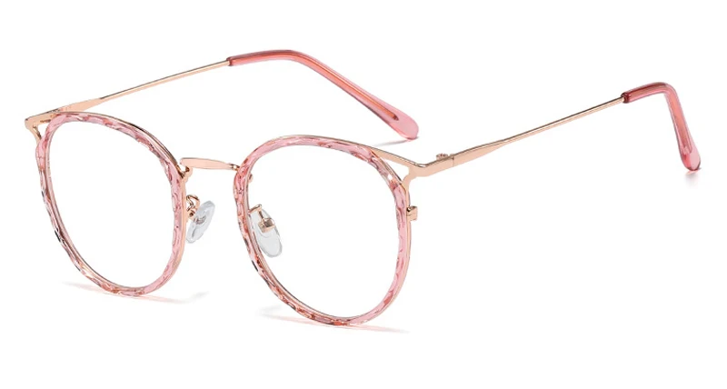 pink with clear Женские очки Peekaboo tr90, круглая оправа, полуметаллические очки кошачий глаз, женские прозрачные линзы, подарок на день рождения, товары - Цвет оправы: pink with clear