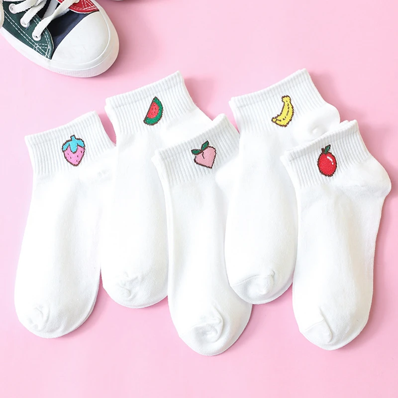 Новинка, Модные женские длинные хлопковые носки в стиле Харадзюку, японские носки с милым фруктовым узором, носки в стиле хип-хоп, однотонные хлопковые крутые носки для зимы