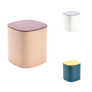 

LJL-Simple Girl Earrings Plate Jewelry Box, Earrings Ring Multifunctional Rotating Jewelry Storage Box