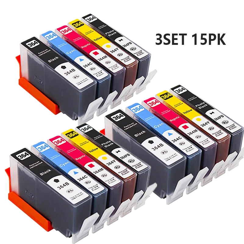 15 шт. 364XL 364 совместимый чернильный картридж для HP364 xl Photosmart 5520 5524 6510 6520 7510 B109 B110 B209