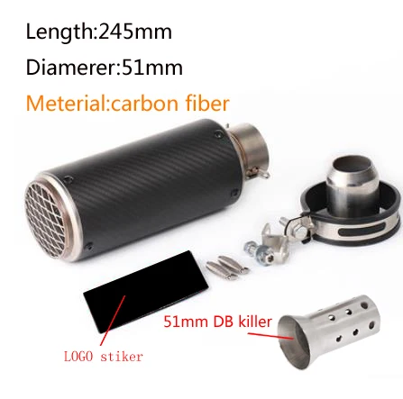 A3-51mm 51 мм/60 мм выхлопная труба мотоцикла с DB killer выхлопная труба мотоцикла глушитель для gp-project выхлопная труба из углеродного волокна - Цвет: A3-51mm