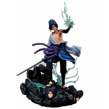 

11" Anime NARUTO Uchiha Sasuke Sigil 2Head Ver Raikiri Hatake Kakashi's Student GK Statue Portrait Action Figure Model Toy K127