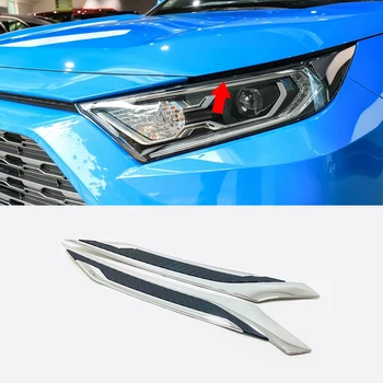 

For Toyota RAV4 2019 2020 ABS Plastic Front Headlight Head Light Lamp Eyelid Cover Kit Trim accessories 2 Pcs / Set