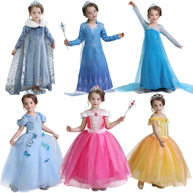 

Anna Elsa Girls Princess Dress Halloween Cosplay Costume Winter Long Sleeve Clothes Elza Costume for Kids Girl Christmas Party