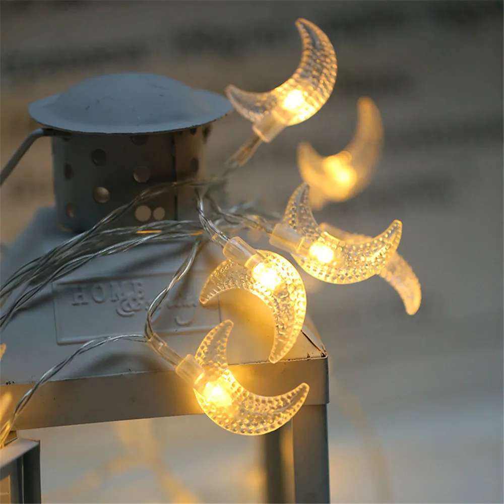

10/20/40leds Moon shape LED String lights Holiday lighting Fairy Garland For Christmas Tree Wedding Party Ramadan Decoration