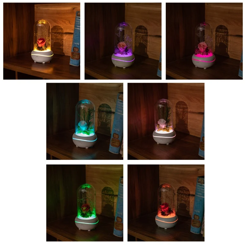 Вечная роза, цветок, дизайн Арома диффузор для эфирных масел с 7 цветов светодиодный ночник