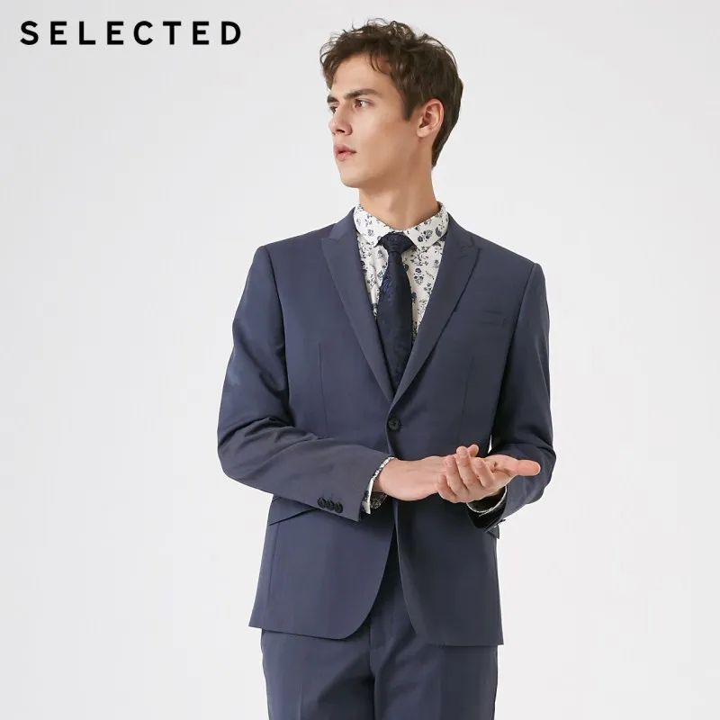 Ceny Wybrany męski wełniany kołnierz zapinany na biznes regularny krój wełniany blezer T | 41915Y507