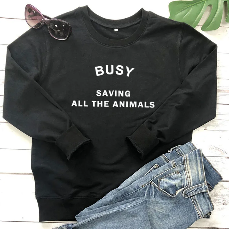 black tee white text Толстовки Animal для защиты прав животных, худи с надписью, Повседневный хлопковый пуловер для веганских животных - Цвет: black tee white text