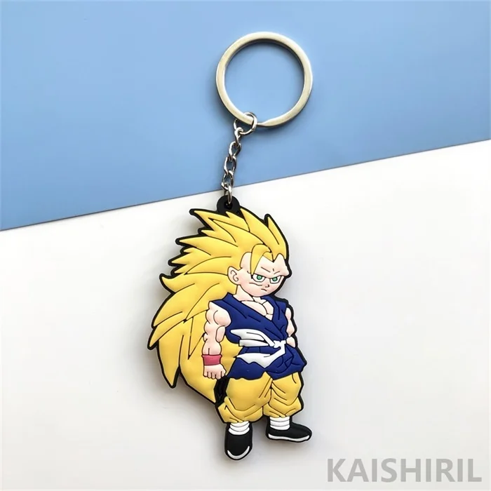 keychain 7 Мода Dragon Ball Z брелок ПВХ Аниме Супер Saiyan Goku брелок мультяшный фигурки Модель брелок для ключей кольцо - Цвет: keychain 7