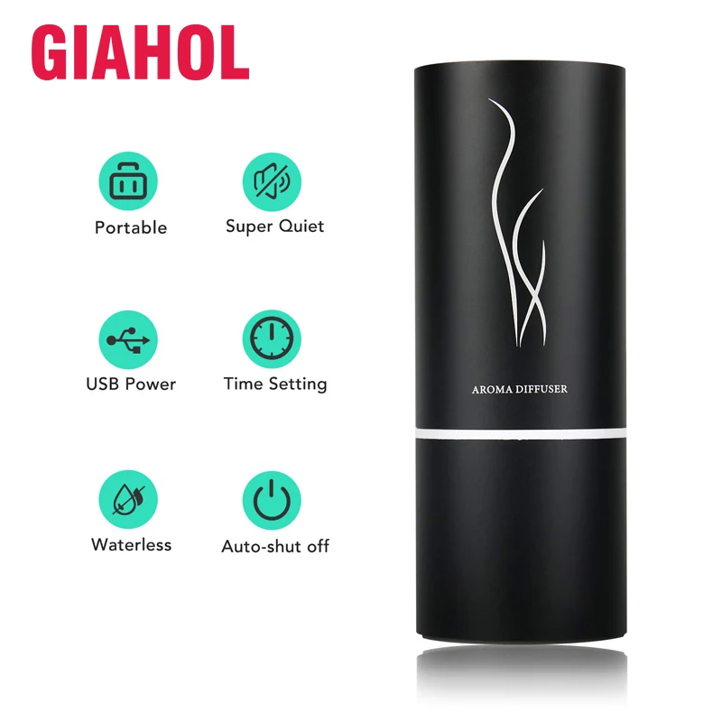  Waterless Oil Nebulizer Diffuser Air Purifier Mini Car Aroma Diffuser with Two Mode Rechargeable Po