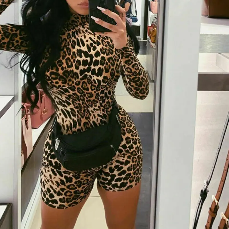 Mono elegante con estampado de Animal para mujer, ropa de calle ajustada con estampado de leopardo y tigre para discoteca, peleles para el cuerpo, otoño e invierno, 2019