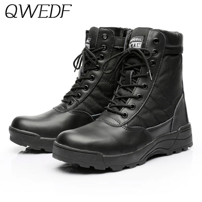 Kaufen QWEDF Männer Taktische Militärische Armee Stiefel Atmungsaktive Leder Mesh High Top Casual Wüste Arbeit Schuhe Herren SWAT Ankle Kampf B4 49