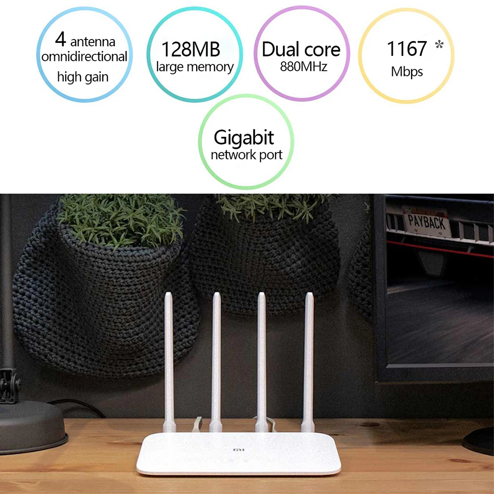 Xiaomi Router 4A Gigabit Edition 1000M 100M 5GHz 2.4GHz WiFi ROM 16MB DDR3 64MB 128MB High Gain 4 A