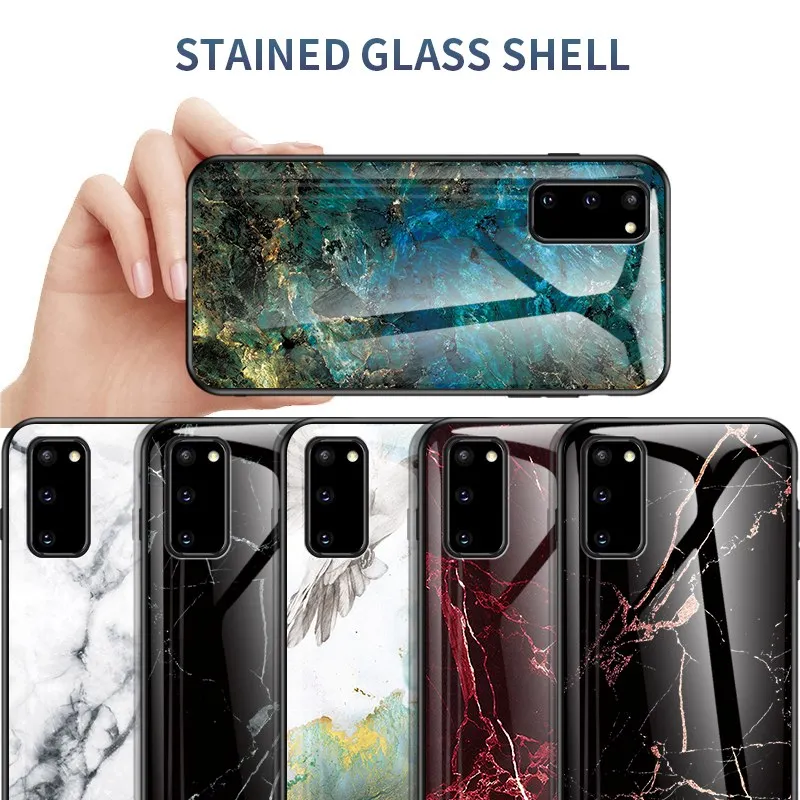 Мраморный чехол для телефона из закаленного стекла Samsung Galaxy S20 S10 Plus Ultra Cover S9 S8 S7 Edge
