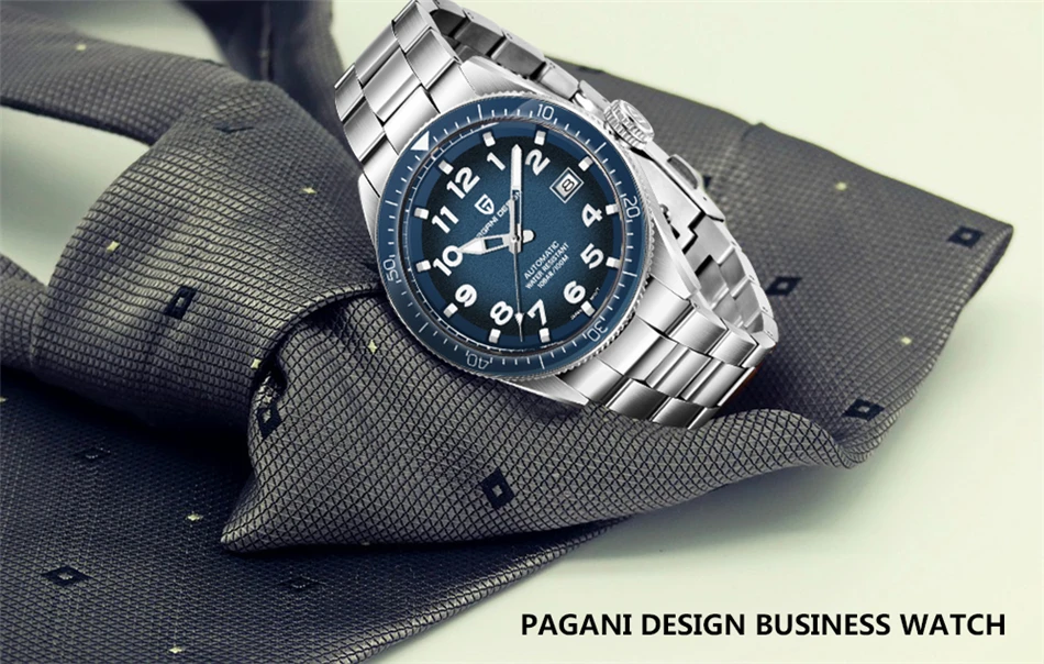 PAGANI DESIGN Luxury Men's Mechanical Wristwatch Top Brand NH35A Movement Blue Automatic 100M Waterproof Watch Relogio Masculino