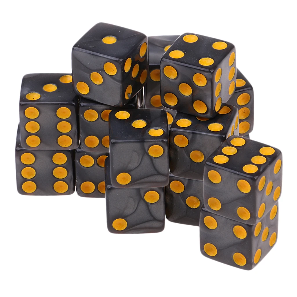 20 Pieces Six Sided D6 Dice Square Dotted for Dungeons and Dragons Toys Gray
