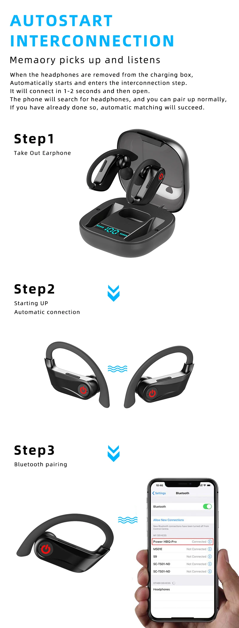 True HBQ PRO TWS беспроводные наушники Bluetooth 5,0 стереонаушники для занятий спортом чехол 950 мАч Водонепроницаемый ушной крючок гарнитуры микрофон PK Q32 Q62