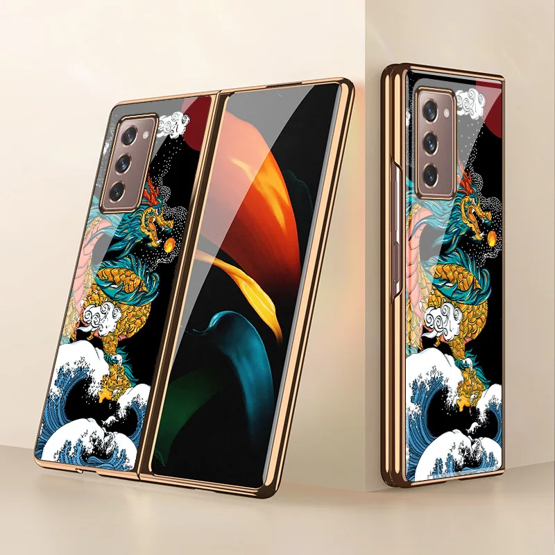 Чехол Z Fold 3 для Samsung Galaxy 2 5G W21 гибкий стеклянный чехол с покрытием Дракон рыба