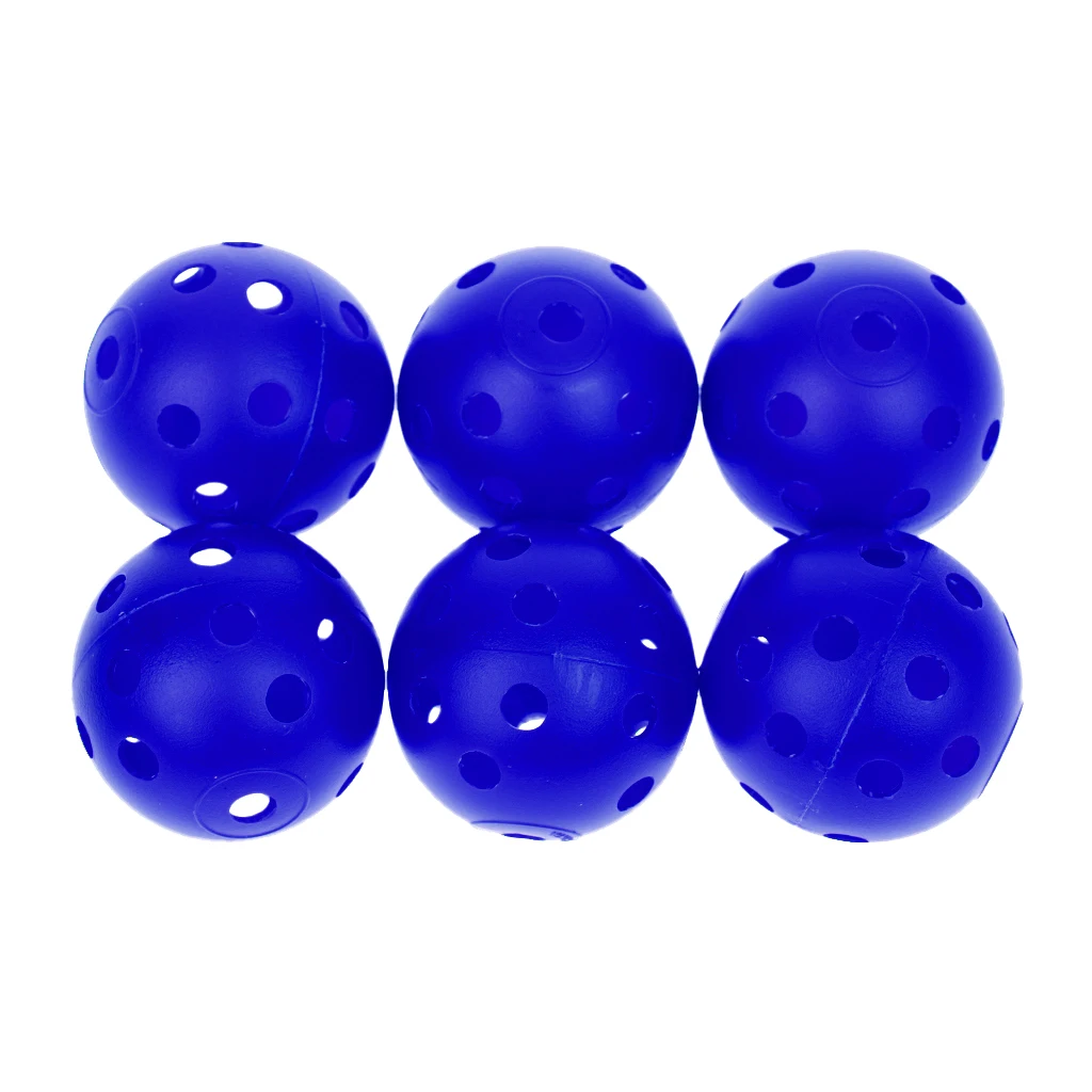 Blue 6 шт. перфорированные Пластик для комнатных и уличных игр шары аксессуары для гольфа для игрушечные мячи для гольфа, тенниса обучение 5 цветов на выбор - Цвет: Blue