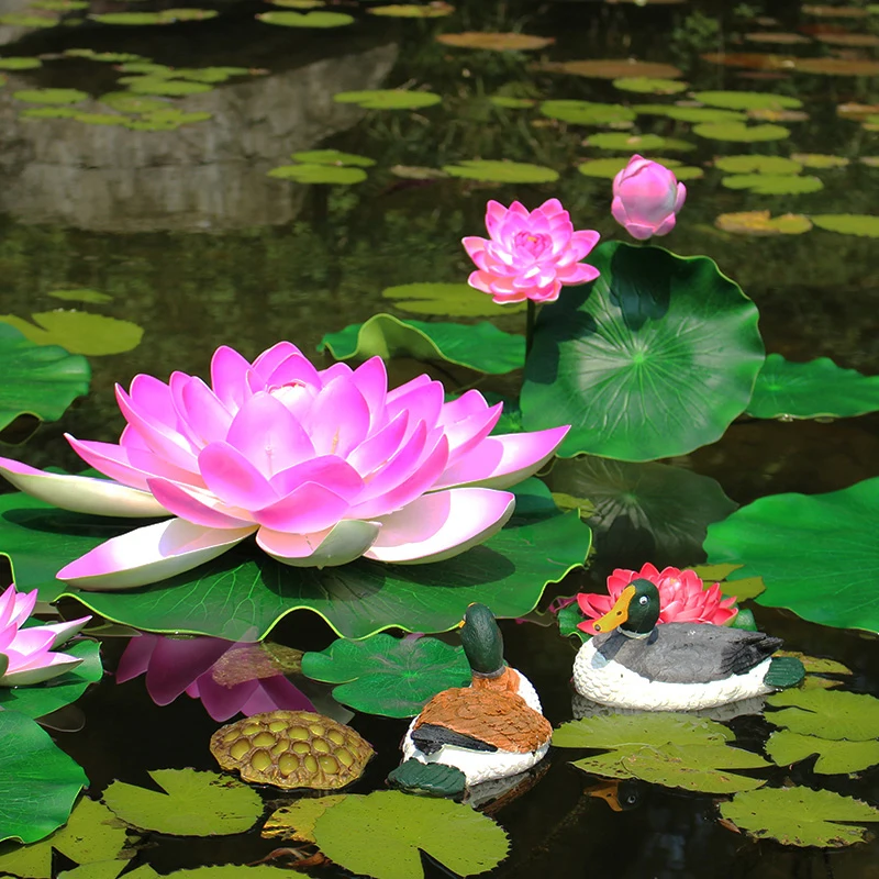 Details about   5pcs Artificial Fake Lotus Leaf Flowers Water Lily Floating Pool Plants Decor 