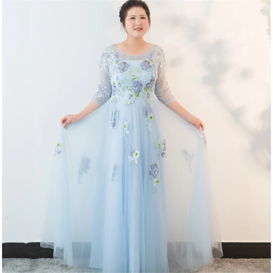 Вечерние Платья с цветочным кружевом Robe De Soiree размера плюс рукав три четверти вечернее платье элегантные женские вечерние платья T147