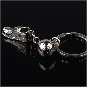 

FREE SHIPPING BY DHL 100pcs/lot New Design Metal Football and Sneaker Shoe Keychains Soccer Keyrings for Gifts