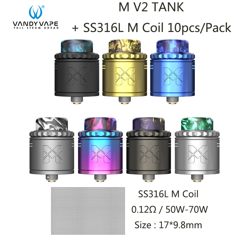 Vandy Vape M V2 RDA танк распылитель с 10 шт. SS316L Катушка 0.12ом 2 мл емкость электронная