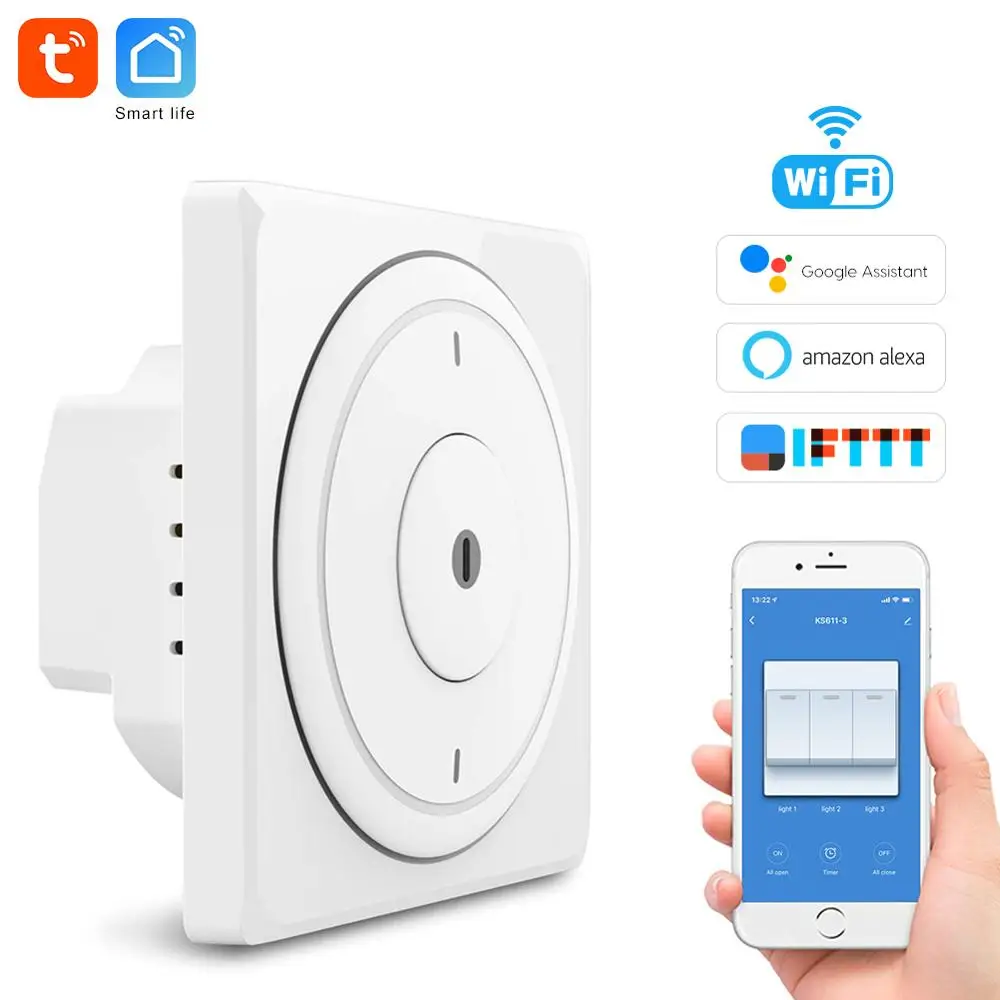 Tuya wifi Пульт дистанционного управления выключатель света ЕС настенная кнопка smart switchs поддержка Alexa, Google Home, переключатель голосового управления - Комплект: 3Gang