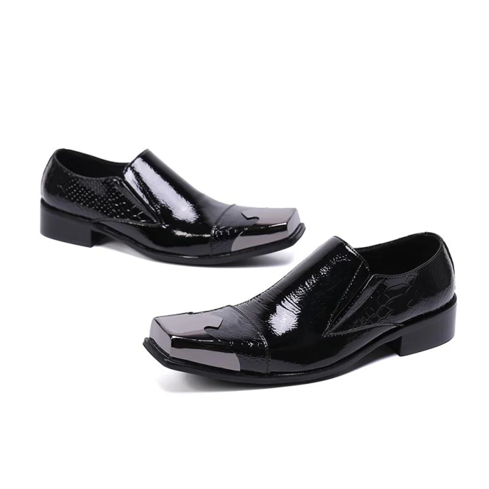 2021 New Mens Brogue Business Suit Leather Black Square Toe British Style Casual Men's Shoes
