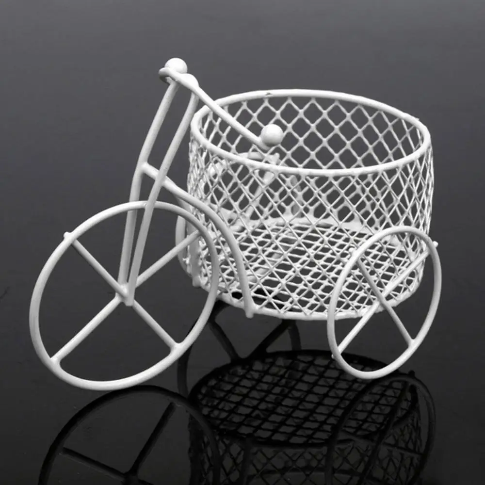 Ornament Crafts Pink White Candy Rack Sponge Storage Jewelry Container Iron Tricycle Car Rack Candy Box Sugar Shelf Home Decor