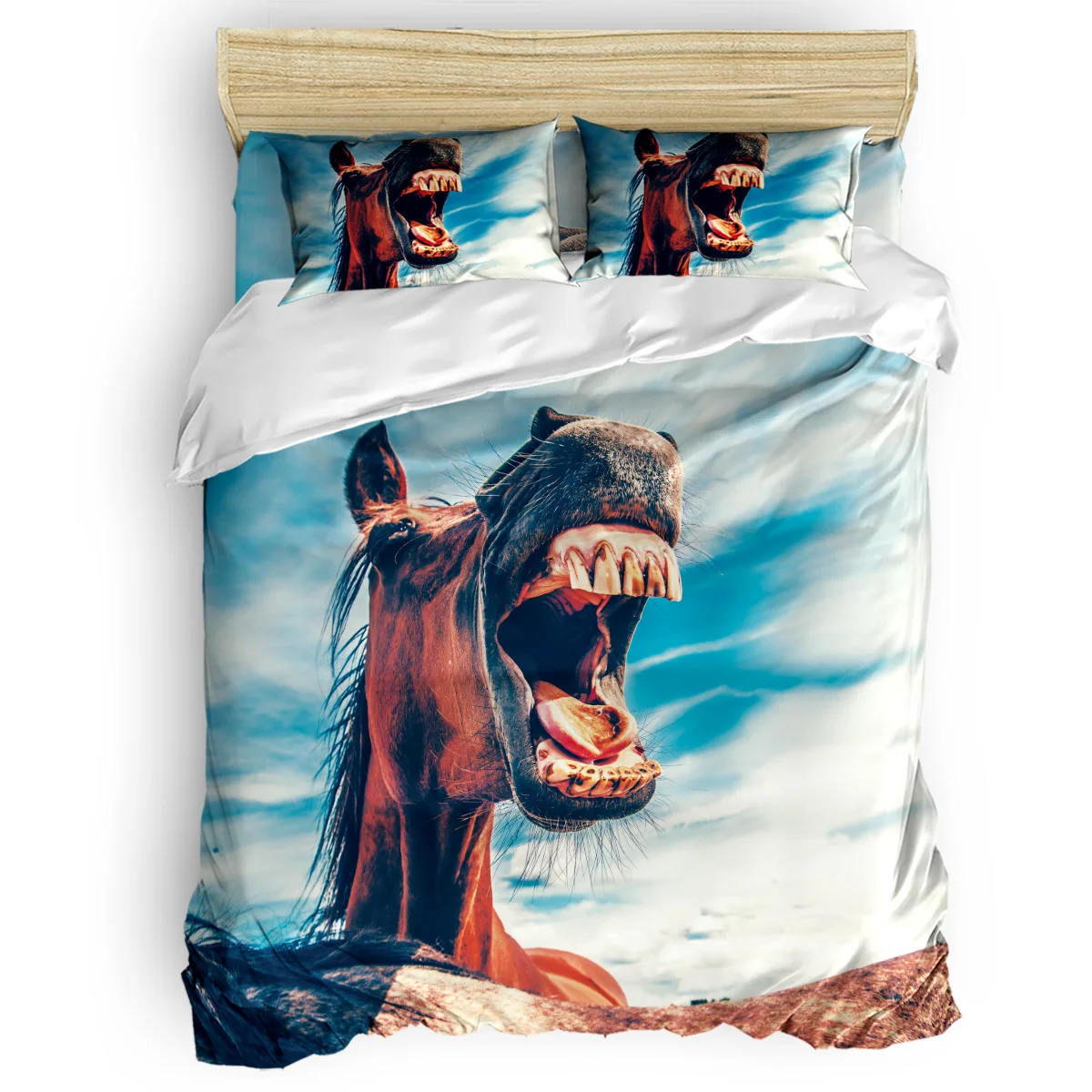 

Funny Design Animals Horse Duvet Cover Set Vintage Floral Art Design Collection of 3/4pcs Bedding Set Bed Sheet Pillowcases