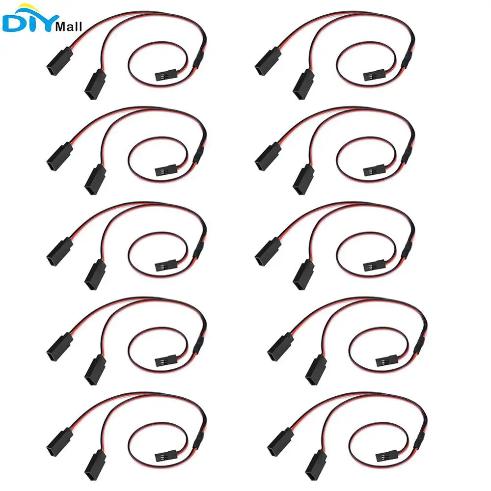 

10PCS 30cm Servo Extensions Lead Wire 1 to 2 Y Harness Leads Splitter Cable Male to Female Cable for RC Airplane, for JR/Futab