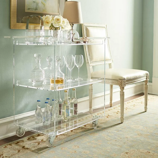 Mirren Modern Glass Bar Trolley Clear - Christopher Knight Home