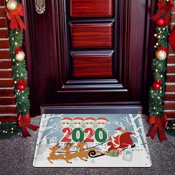 

Winter Decorative Doormats 2020 Santa Claus Welcome Floor Mats Home Indoor Outdoor Decoration Christmas Decoration Carpet BV789