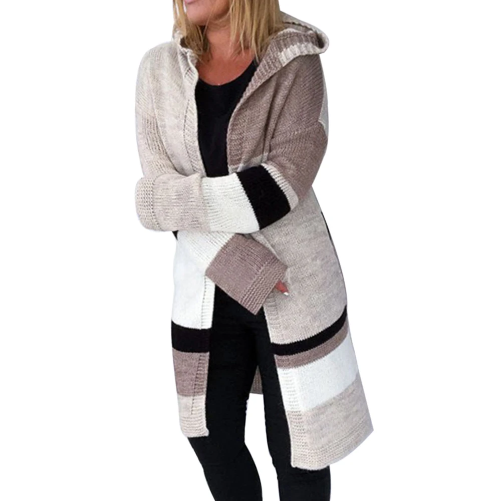

WENYUJH Patchwork Cardigan Women Sweater 2019 Autumn Winter New V-neck Long Sleeve Open Stitch Sweater Female Loose Knitted Coat