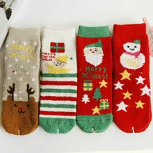 Теплые рождественские плюшевые хлопковые женские носки в форме лося, новогодние, рождественские, праздничные красные носки на весну, осень и зиму, лидер продаж