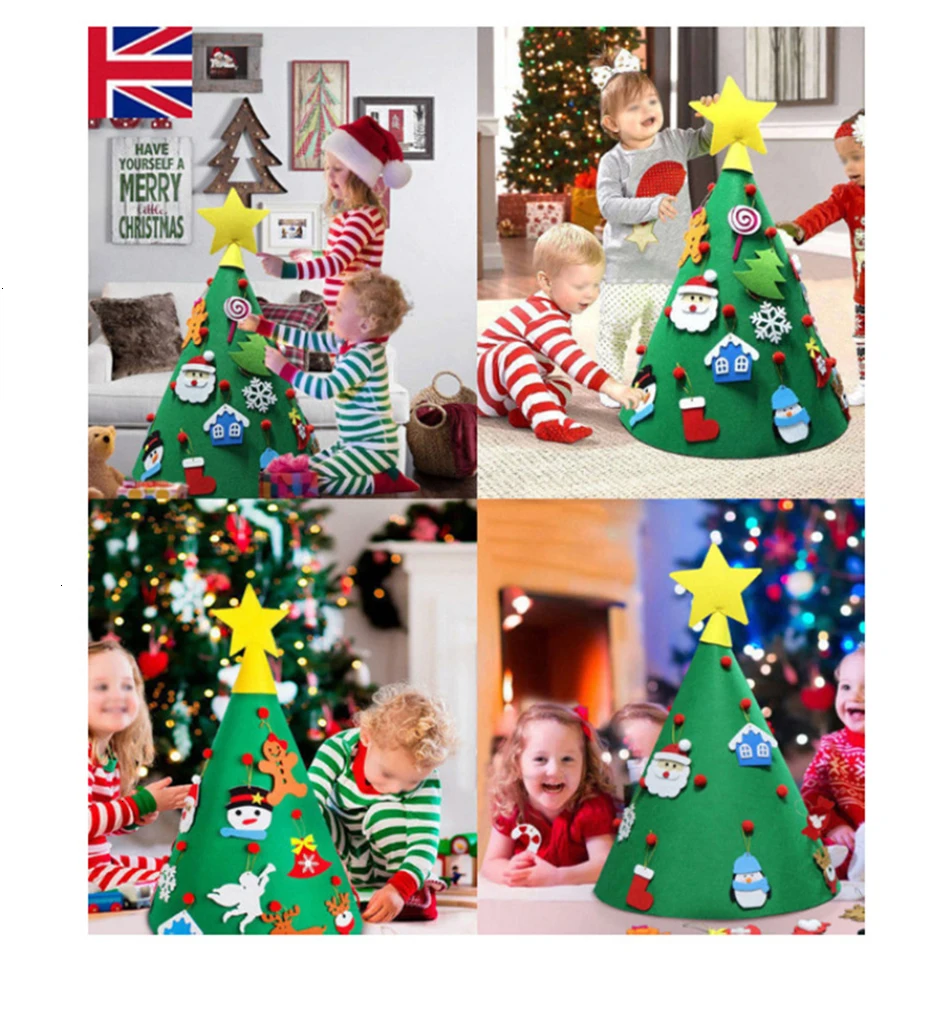 Развивающие игрушки DIY Войлок Рождественская елка новогодние подарки детская игрушка искусственное дерево настенные подвесные украшения Пазлы для детей