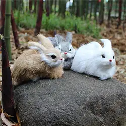 15x9 см милые кролики плюшевые игрушки Мех реалистичные животные Пасхальный кролик Игрушечный Кролик модель подарок на день рождения белый